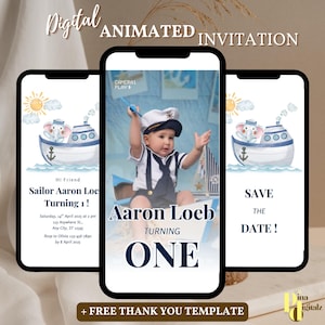 Sailboat Invitation - Nautical Birthday Invitation, Watercolor Sailboat Invite, Modern, Boat Birthday Invite, Blue Editable Instant Download