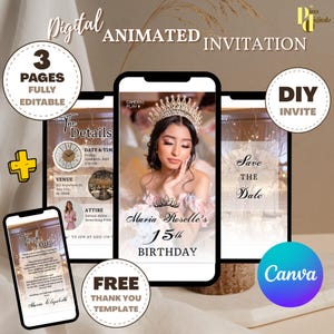 Quince Invitations, Quinceanera invite, girl 15th birthday, blush Gold, Pink Gold, preppy invitation, Quinceanera invite,