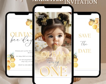 Editable Bee First Birthday Invitation, Sweet To Bee One Birthday Invitation, Bee Day Party, Cute Bee Invitation, Instant Download