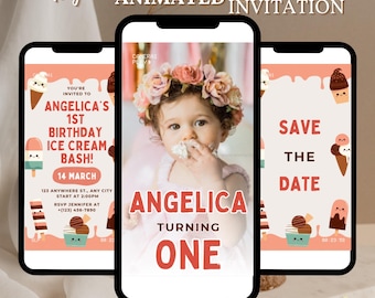 Ice Cream Birthday Invitation Ice cream social Party Here's the Scoop Pink Mint Purple Girl Birthday Editable Download