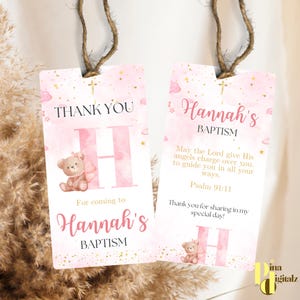 Babys Breath Girl BAPTISM Favors BOOKMARK Template, Bookmark Christening Favors, Editable Template Baptism Bookmark Prayer Card BAP0021