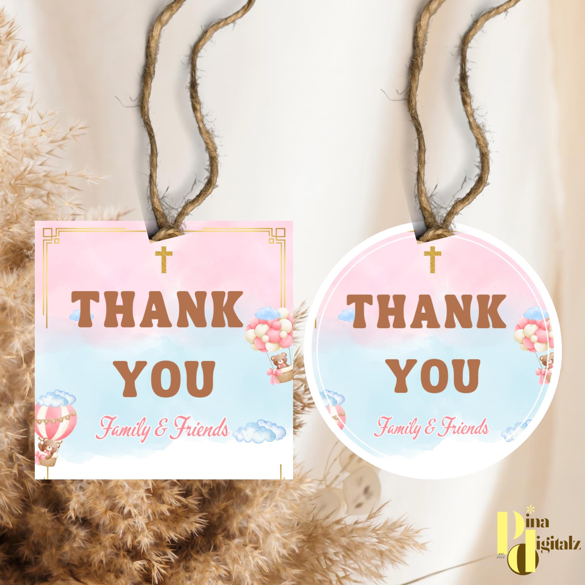 Christening Digital Favor Tags Baby Girl Baptism Editable Baptism Thank You Tag Template Baptism Favors Download BAP0019