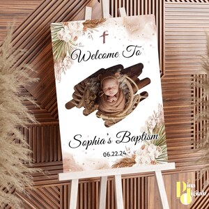 BOHO Blush Taufe Digital Willkommensschild Pampas Grass Pink Rose Taufe Willkommensschild Tafel BAP0032