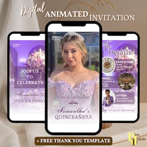 Quinceañera Video Invite, Canva Quinceanera, Quince Invitation, Personalized Video Evite, Animated Invitation, Sweet 15th Birthday QUIN0003