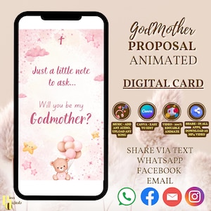 Will You Be My Godmother Digital Card Digital Godmother Proposal Card Will You Be My Godmother Ecard Godmom Proposal BAP0035