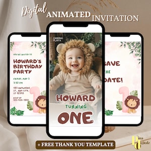 Editable Mobile Lion King Birthday Invitation Template, Lion King Digital Kids Party Invite, Electronic Lion King Theme Evite Personalized