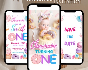 Candyland Invitation, Sweet Birthday Invitation, Candy Themed Birthday, Girls Birthday, Animated Invite, Birthday Video Invitation Template