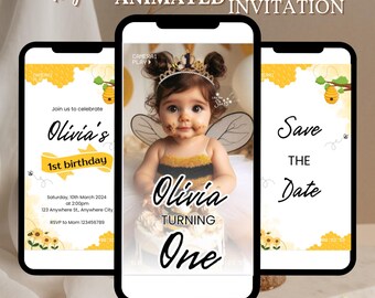 Bee First Birthday Invite First Bee Day Invitation Honey Bee 1st Birthday Invite Sweet To Bee One Invitation Editable Instant Download