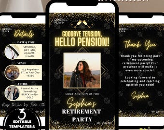 Funny Retirement Invitation Modern Animated Retirement Party Invite Editable Retirement Invite Template INSTANT DOWNLOAD RET0016