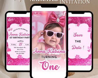 Pink Fashion Doll Birthday Party Invitation, Girl Invitation, Pink Sparkle Invite, Instant Digital Download, DIY Editable Template