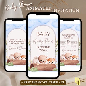 Editable Let the Adventure Begin Baby Shower Invitation, Forest Woodland Baby Shower Invite, Boy Adventure Baby Shower Invite, BS0023