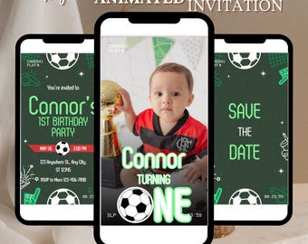Soccer Party Invitation Template Modern Soccer Boy Birthday Party Any Age Digital Editable Canva Template Boho