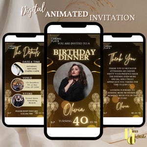 Digital Birthday Dinner invitation, Birthday Dinner, Digital Birthday Party Invite, Editable Template, Text, Birthday Party Text Evite CANVA