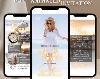 Yacht Invitation, Boat Party Animated Invitation, Editable Yacht Party Video Invitation, Boat Digital Invitation, Yacht Party Video Invite