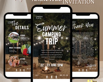 Camping Birthday Invitation Template Camping Party Invitation Camp Out Under The Stars Boy Campout Smores Party Instant Download EDITABLE