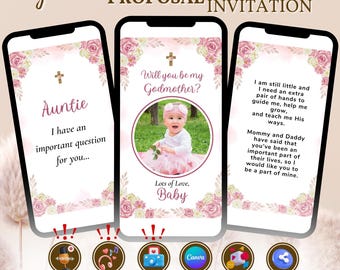 Minimalist Modern Will You Be My Godparents Proposal Card, Godparent Gift, Godmother Proposal Proposal Template Godfather Proposal BAP0008