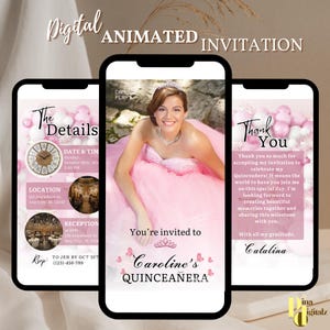 Quinceañera Video Invite, Canva Quinceanera, Quince Invitation, Personalized Video Evite, Animated Invitation, Sweet 15th Birthday QUIN0005