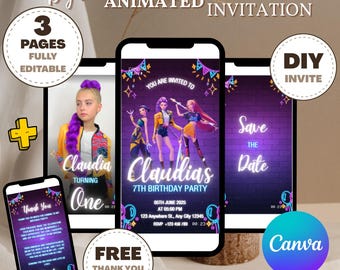 KPOP Demon Hunters Invitation, KPOP Demon Hunters Birthday invitation, EDITABLE K Pop Birthday Invitation, K Pop Warriors Invitation