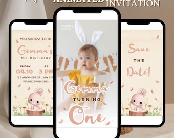 Some Bunny is One Invitation, Daisy Some Bunny is Turning One Invite, Bunny Birthday Party Invitation, 1st Birthday Girl Daisies Butterflies