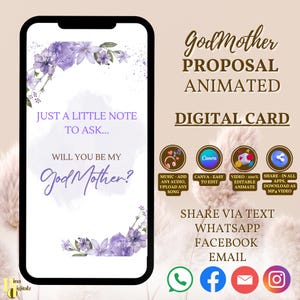 Will You Be My Godmother Digital Card Digital Godmother Proposal Card Will You Be My Godmother Ecard Godmom Proposal BAP0016