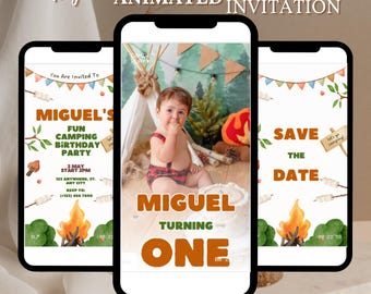 S'mores 1st Birthday Invitation Backyard Camping Smore Fun with Friends Bonfire Party Invite Fall Rustic Outdoor Campfire EDITABLE