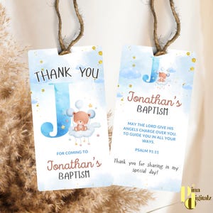 Babys Breath Boy BAPTISM Favors BOOKMARK Template, Bookmark Christening Favors, Editable Template Baptism Bookmark Prayer Card BAP0020