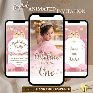 Princess Birthday Invitation, Princess Birthday party evite, Editable pink Princess party invitation template