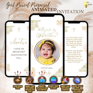 Invitación de propuesta de matrimonio ¿Quieres ser mi madrina? Video de invitación de propuesta de matrimonio Tarjeta clásica minimalista moderna ¿Quieres ser mi madrina? Canva BAP0014
