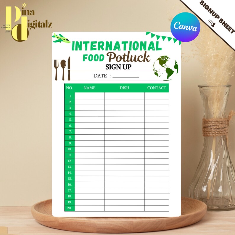 EDITABLE International Food Potluck Invitation Food Potluck Invite Potluck Sign up Sheet ...