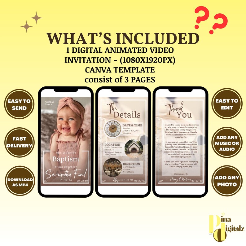 Baptism Invitation Template, Pink Baptism Invitation Template