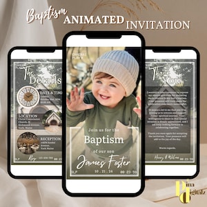 Electronic Baptism Invitation Template, Greenery Baptism Invite, Christening Evite, Digital Baptism Invitation, Baptism Invite, BAP0059
