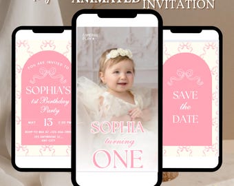 Invitación de cumpleaños editable con lazo rosa coqueto, invitación de cumpleaños con lazo rosa, invitación de cumpleaños con lazo, invitación con lazo rosa coqueto