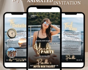 Yacht Party Invitation, Boat Party Invitation, Cruise Itinerary, Yacht Invite, Boat Invitation, Summer Boat Party Birthday Invitation