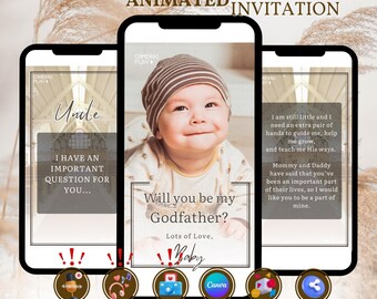 EDITABLE Minimalist Modern Will You Be My Godparents Proposal, Godparent Gift, Godmother Proposal Template Godfather Proposal BAP0058