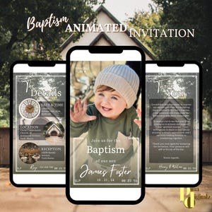 Electronic Christening Invitation Template, Greenery Christening Invite, Christening Evite, Digital Baptism Invitation, BAP0059