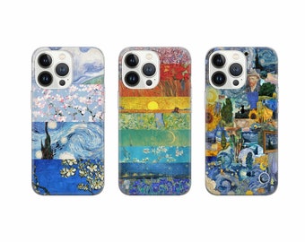 Vincent Van Gogh Telefoonhoesje Iconische Art Cover geschikt voor iPhone 15 Pro Max, 14 Plus 13 12 11 XR & Samsung S24 S23 A54 A53 Pixel 8 Pro 7