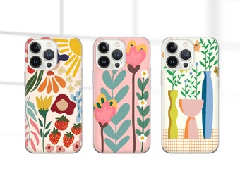 Retro Groovy telefoonhoesje Floral Hippie Cover geschikt voor iPhone 15 Pro Max, 14 Plus, 13, 12, 11, XR Samsung S24, S23, A54, A53, Pixel 8 Pro, 7