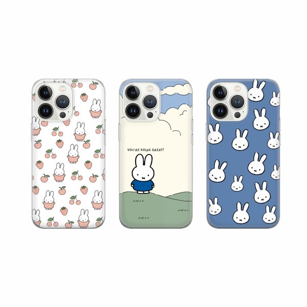 Miffy Comic Anime Manga Geburtstagsgeschenk Süße Handyhülle passend für iPhone 15 Pro Max 14 Plus 13 12 11 XR & Samsung S24 S23 A54 A53 Pixel 8 Pro 7