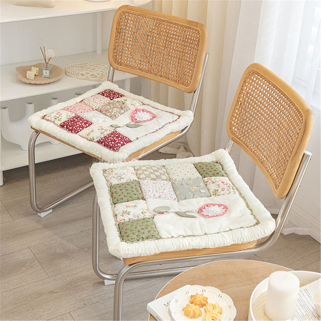 Cute Flower Cotton Chair Cushions Vintage Floral Chair Etsy