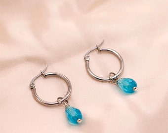 Ocean Teardrop Hoop Earrings