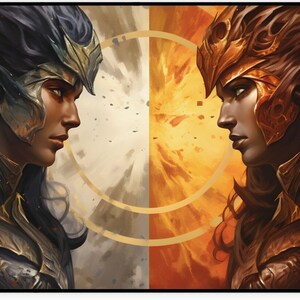 Magic The Gathering Dueling Women Warrior Playmat/Desk Mat/Women Warrior Playmat/TCG Playmat/Tabletop Game/RPG Playmat/MTG/Magic/Warriors