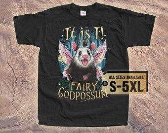 Det är jag, din fégud, opossum-tröja, opossummeme, opossum-tröja, fé-opossummeme-tröja, svart t-shirt V2