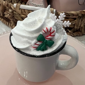 Mini Cristmas Candy Cane Crush/ Faux Mini Whipped Mug Fake Mini Mug/ Mini Faux Whipped Mug/Mini Whipped Mug/Tiered Tray Decor