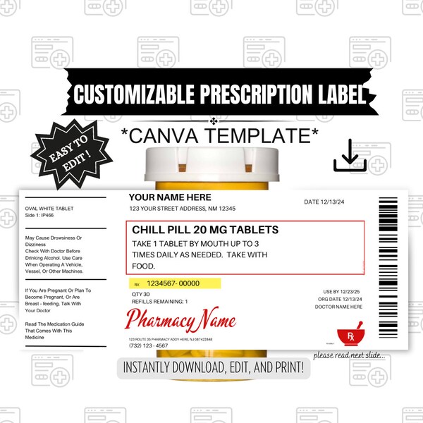 Printable Medicine Labels Pill - Il 600xN.5792074925 Dfls 