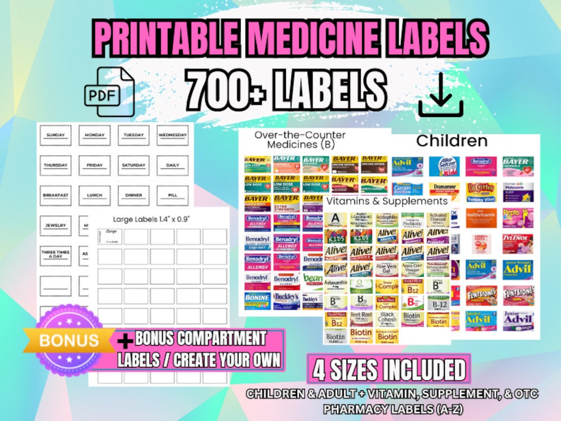 Pocket Pharmacy Labels Pill Container, Travel Pill Case, Pill Case