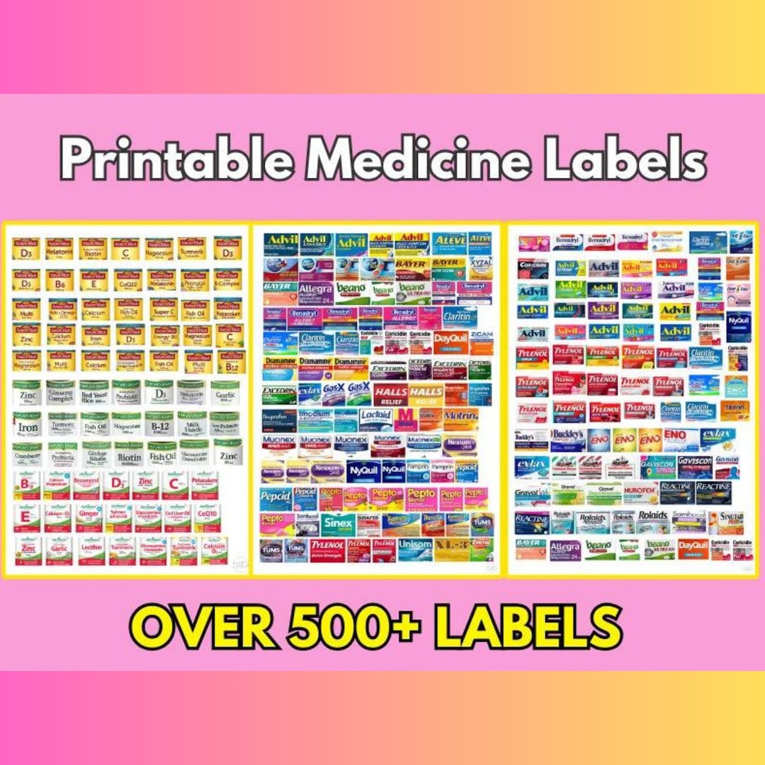Printable Medicine Labels Pill Container Travel Pill Case Etsy Australia