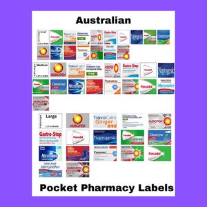 AUSTRALIAN Printable Pharmacy Labels Pill Container, Travel Pill Case, Pocket Pharmacy, Pill Box Labels, medicine labels, Digital image 2