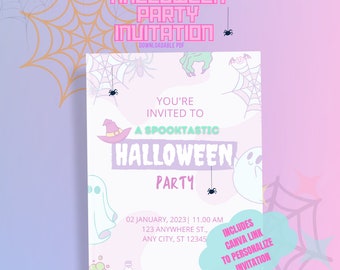 Editable and Printable Cute Halloween Invitation, Halloween Party Invitation, Halloween Birthday Invitation, Halloween Invitation