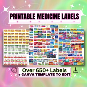 Printable Medicine Labels | Pill Container, Travel Pill Case, Pill Case, Pocket Pharmacy, Pill Box Labels, Medicine Labels, Digital