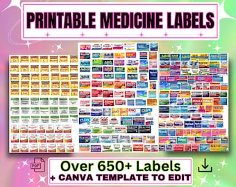 Printable Medicine Labels | Pill Container, Travel Pill Case, Pill Case, Pocket Pharmacy, Pill Box Labels, Medicine Labels, Digital